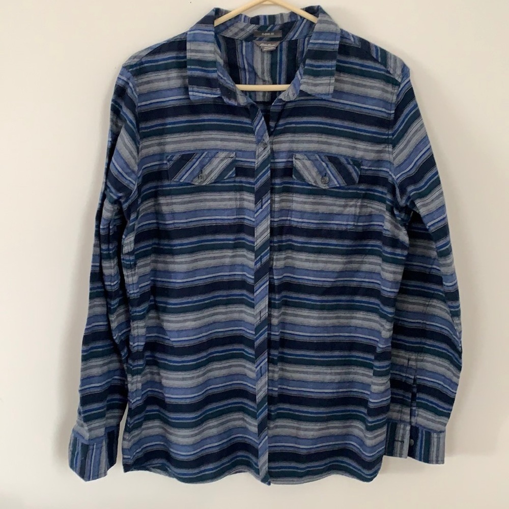 EDDIE BAUER STRIPED LONG SLEEVE SHIRT MEN SIZE XL